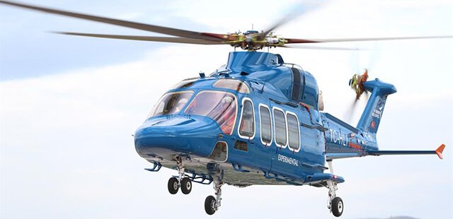 TAI is exhibiting the T625 Gokbey helicopter at the SAHA EXPO 2024 exhibition